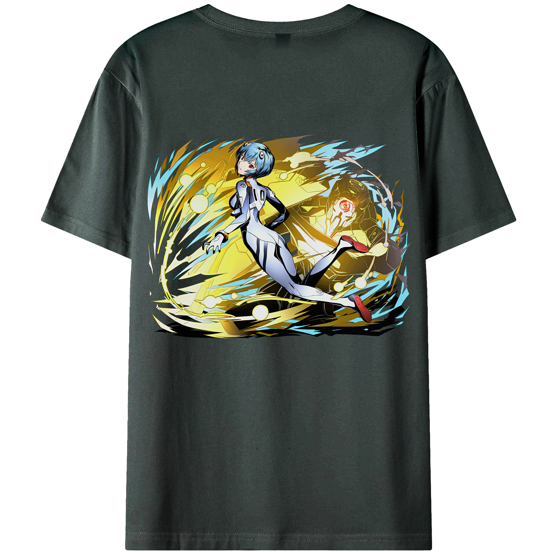 （画像用） EVA 新世紀エヴァンゲリオン 綿100％ メンズ半袖Tシャツ（バックプリント） 通気性
